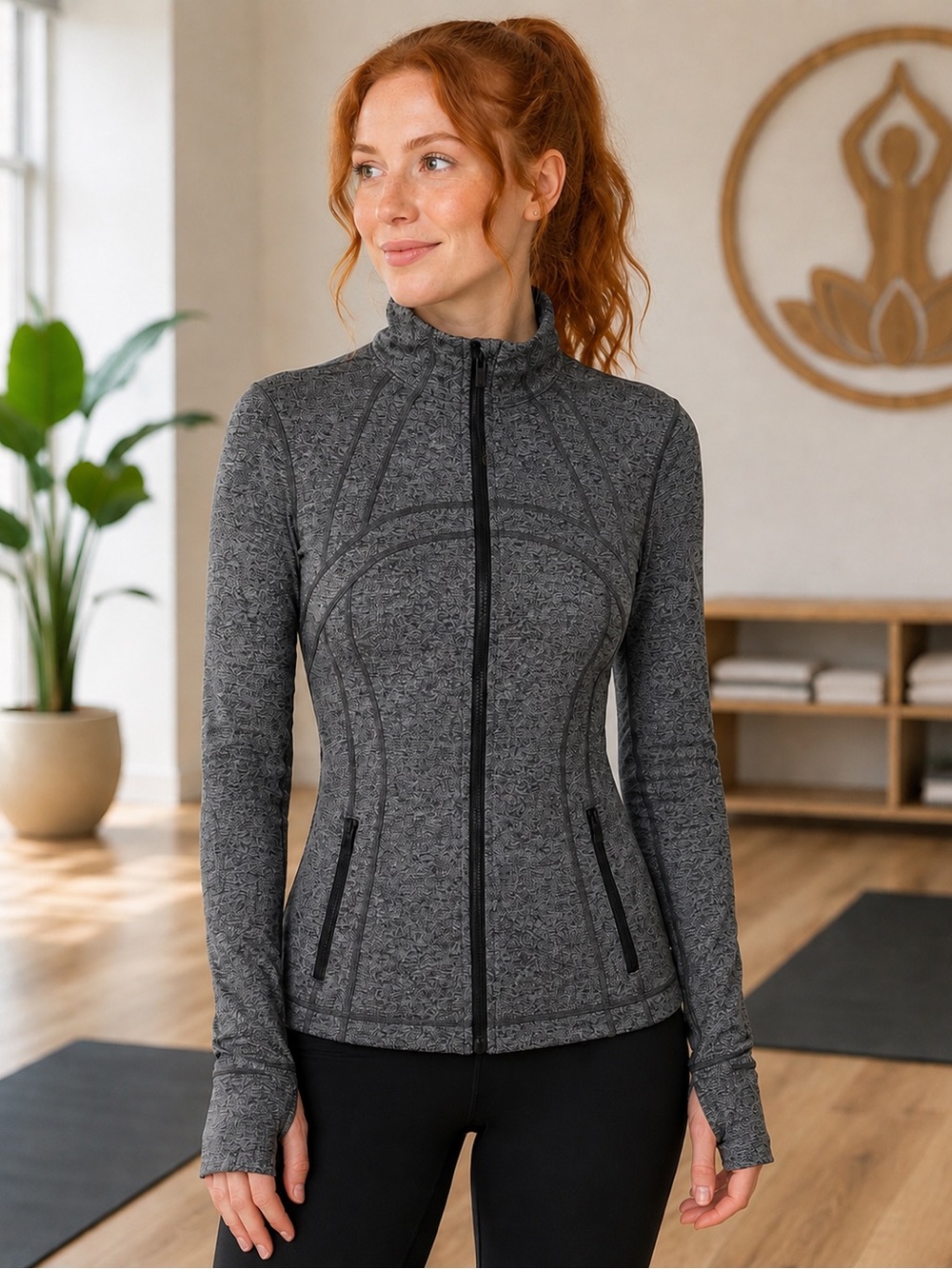 Lululemon Define Jacket Luon Heathered Black Size 6 W4AWCS Full Zip